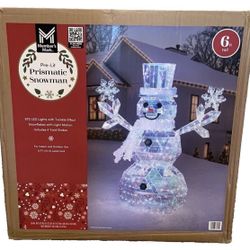 Members Mark 6FT Tall Pre-Lit Prismatic Snowman Brand New In Box 