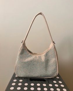 INC brand white rhinestone shoulder purse
