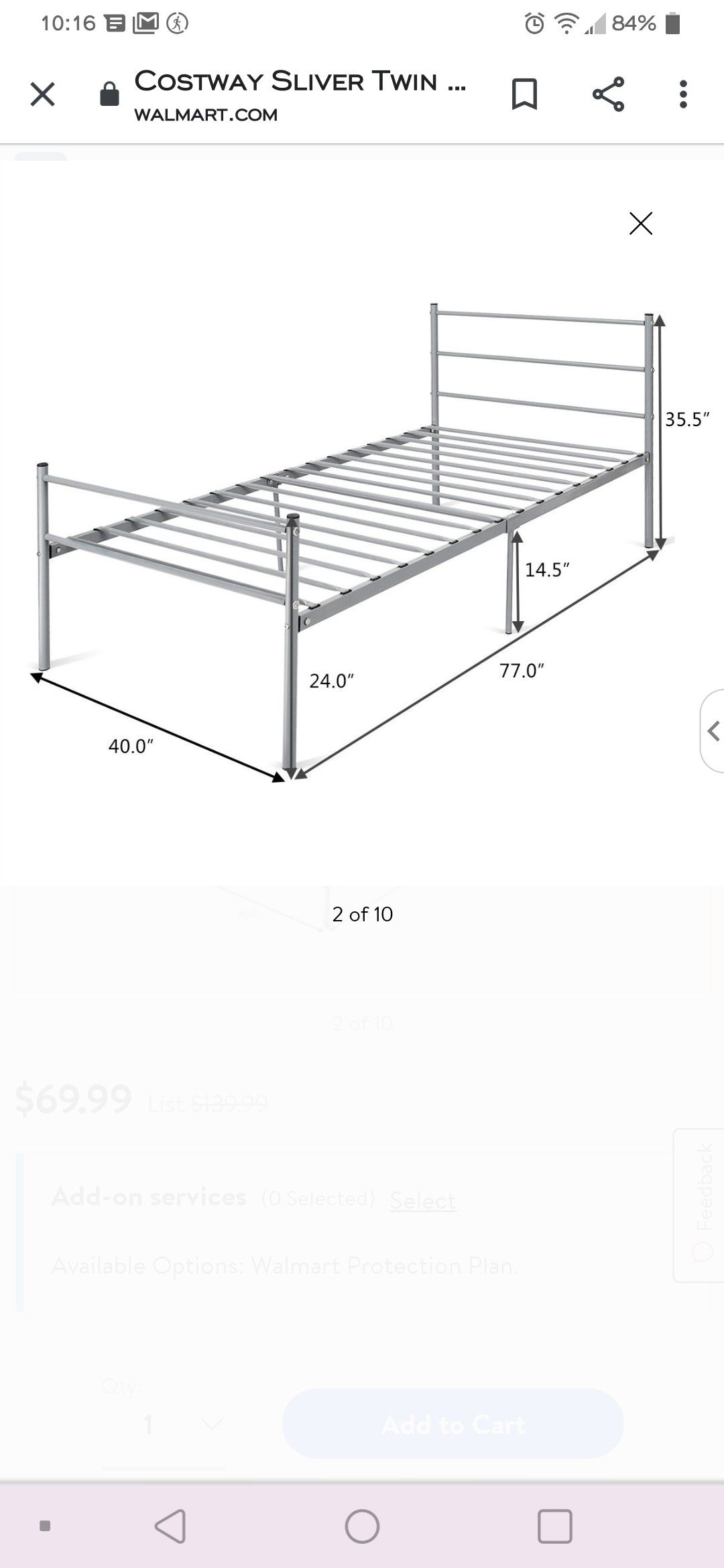 Two twin metal bed frames with twin mattress