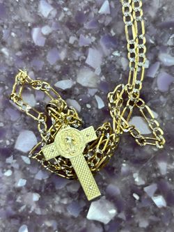 14K Solid Gold Saint Benedict Crucifix Necklace