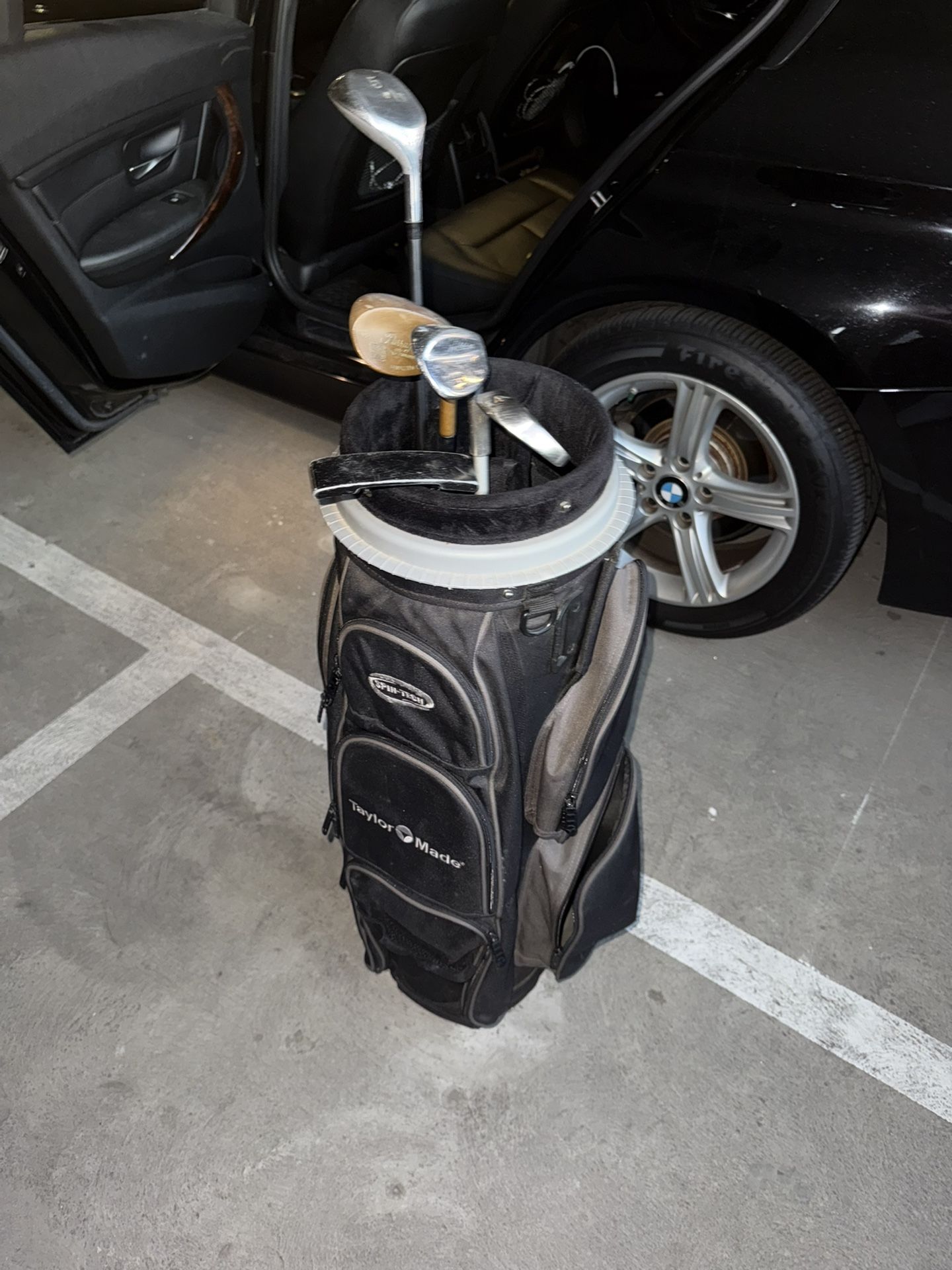 Golf Bag With 5 Assorted Clubs