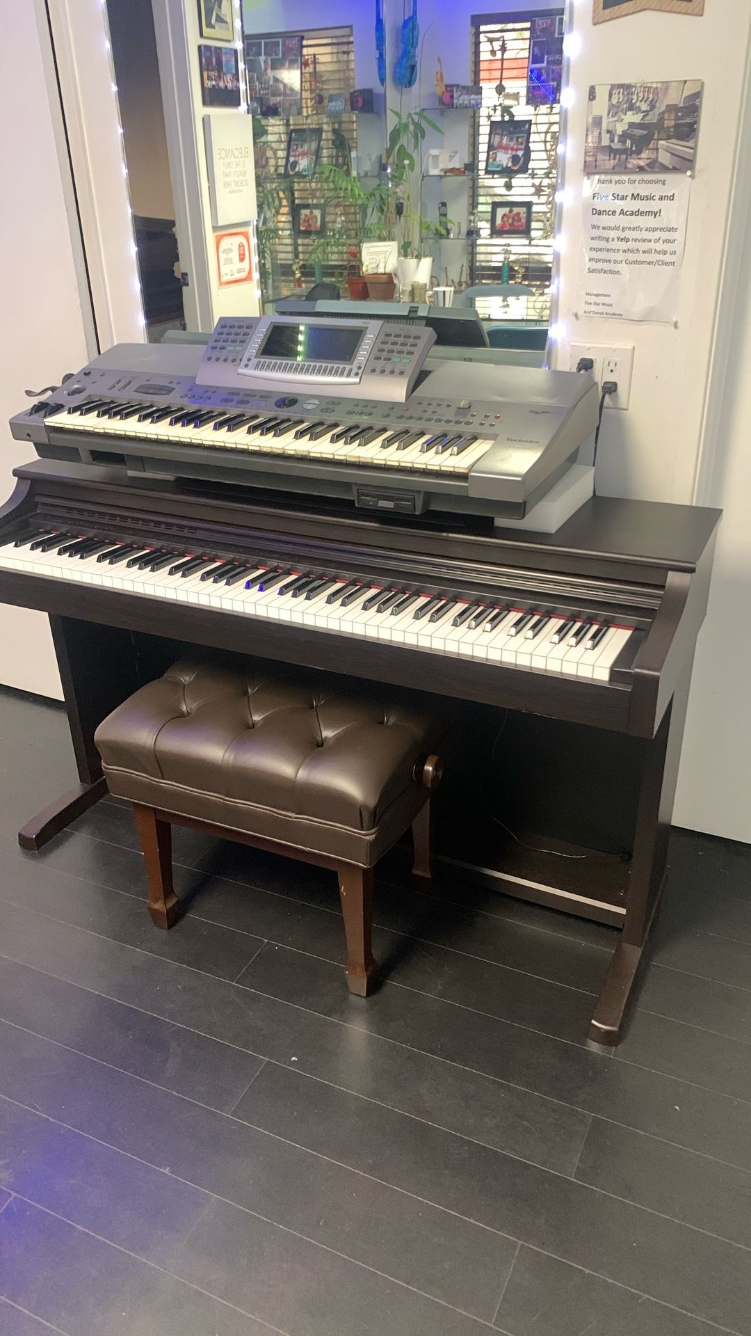 Casio Roll top Digital Piano With Concert Bench And Technics- Panasonic Keyboard/ Workstation/ Arranger