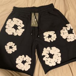 Dark Blue Demin Tears Shorts