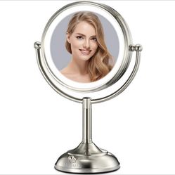 VESAUR 10" Large and 17" Tall Lighted Makeup Mirror, 1X/5X Magnifying Vanity Mirror with 3 Color Lights
