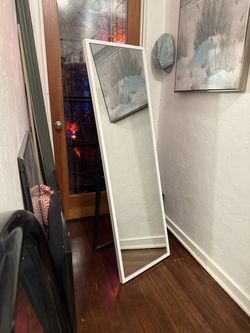 Standing mirror, framed white