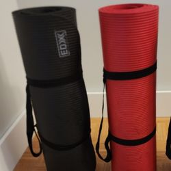 Yoga mats or exercise mats.