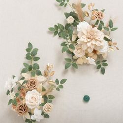 ng's moment 2pcs Fall Wedding Artificial Floral Swags Welcome Sign Flowers Backdrop Garlands Brown for Ceremony Reception Door Wall Home Decorations E