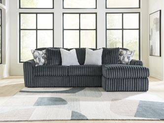 Midnight-Madness Gunmetal 2 Pc Sectional Sofa Chaise