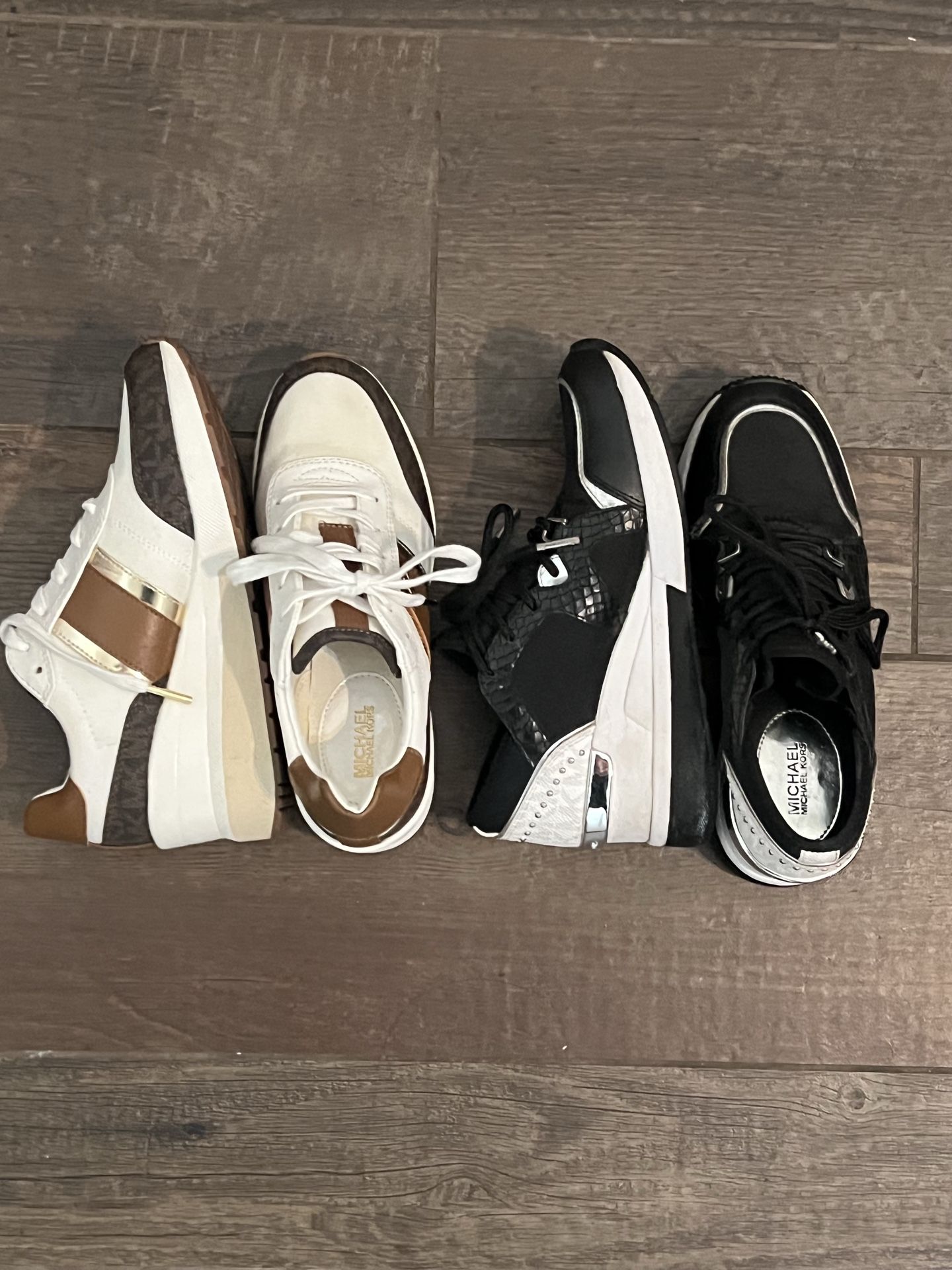 2 Pairs Michael Kors Wedge Sneakers Women’s Size 5 – Bundle Deal