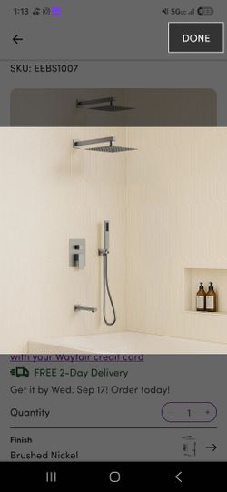 Everstein 10 Inch High Pressure Water Fall Shower System - Brushed Nickel