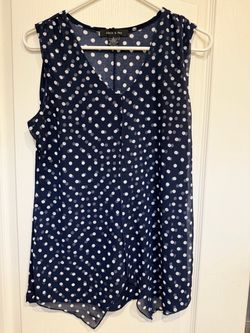 Adele & May Navy Polka Dot Sleeveless Blouse