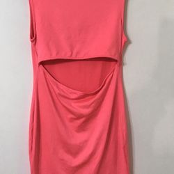 Black Bead Hot Pink Dress front cutout sleeves less pull over.L