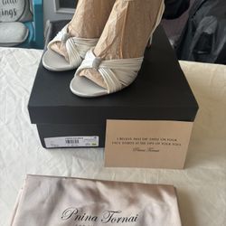 Carissa Silk White Size 9 1/2   Pnina Tornai Women Heels