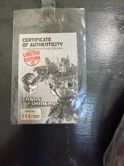 Transformers Optimus Prime Limited Edition Statuette COA