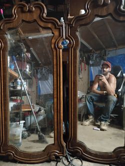 Vintage Ornate Wood Framed Wall Mirror