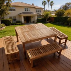 New 5-pieces teak outdoor dining set