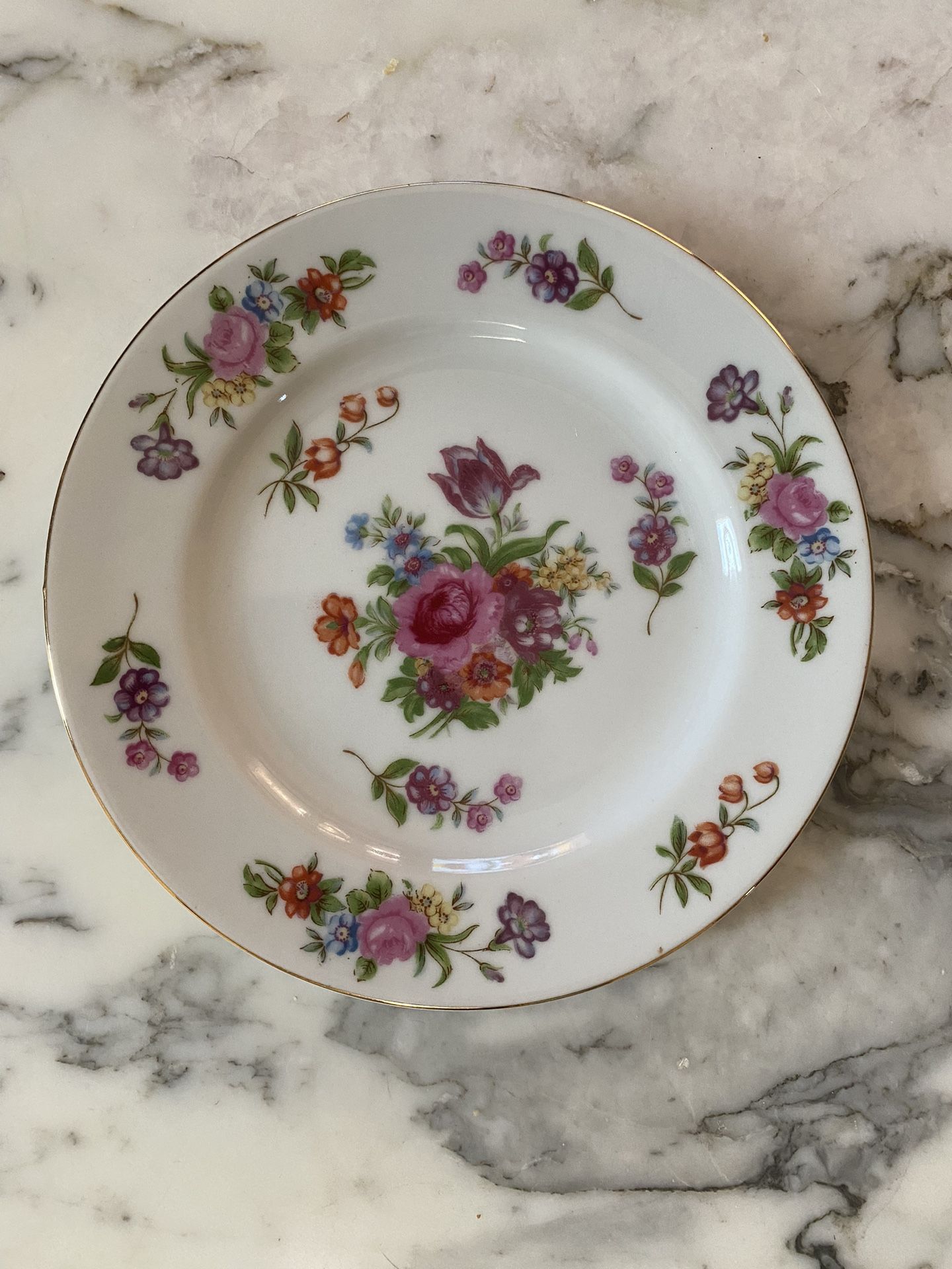 Vtg Floral desert plate