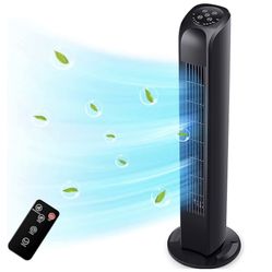 Oscillating Tower Fan with Remote, Electric Standing Tower Fan Floor Fan for Bedroom Indoor Office and Home Use,Quiet Cooling Portable Bladeless Tower