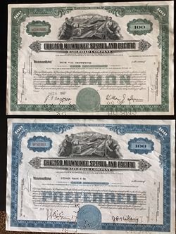 Vintage Chicago, Milwaukee, St Paul And Pacific Railroad Stock Certificates 1967 Thru …They Are Expired Certificates 