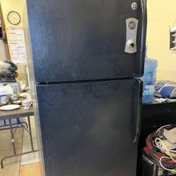 Black Two Door GE Refrigerator