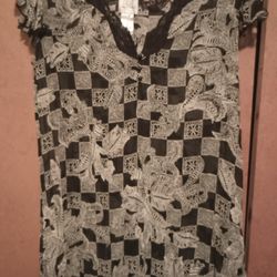 Emma James Black/White Sundress 100% Polyester Sz 10(fits like Med.) $5 MPU SERIOUS INQUIRIES ONLY