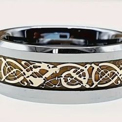 Unisex 2-colors Stainless Steel Weddings/ Engagement Band Ring- Size 10