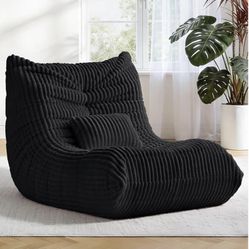 Bean Bag Chair with Lumbar Pillow - Large Bean Bag Chairs for Adults, Oversized Corduroy Memory Foam Boneless Chair
