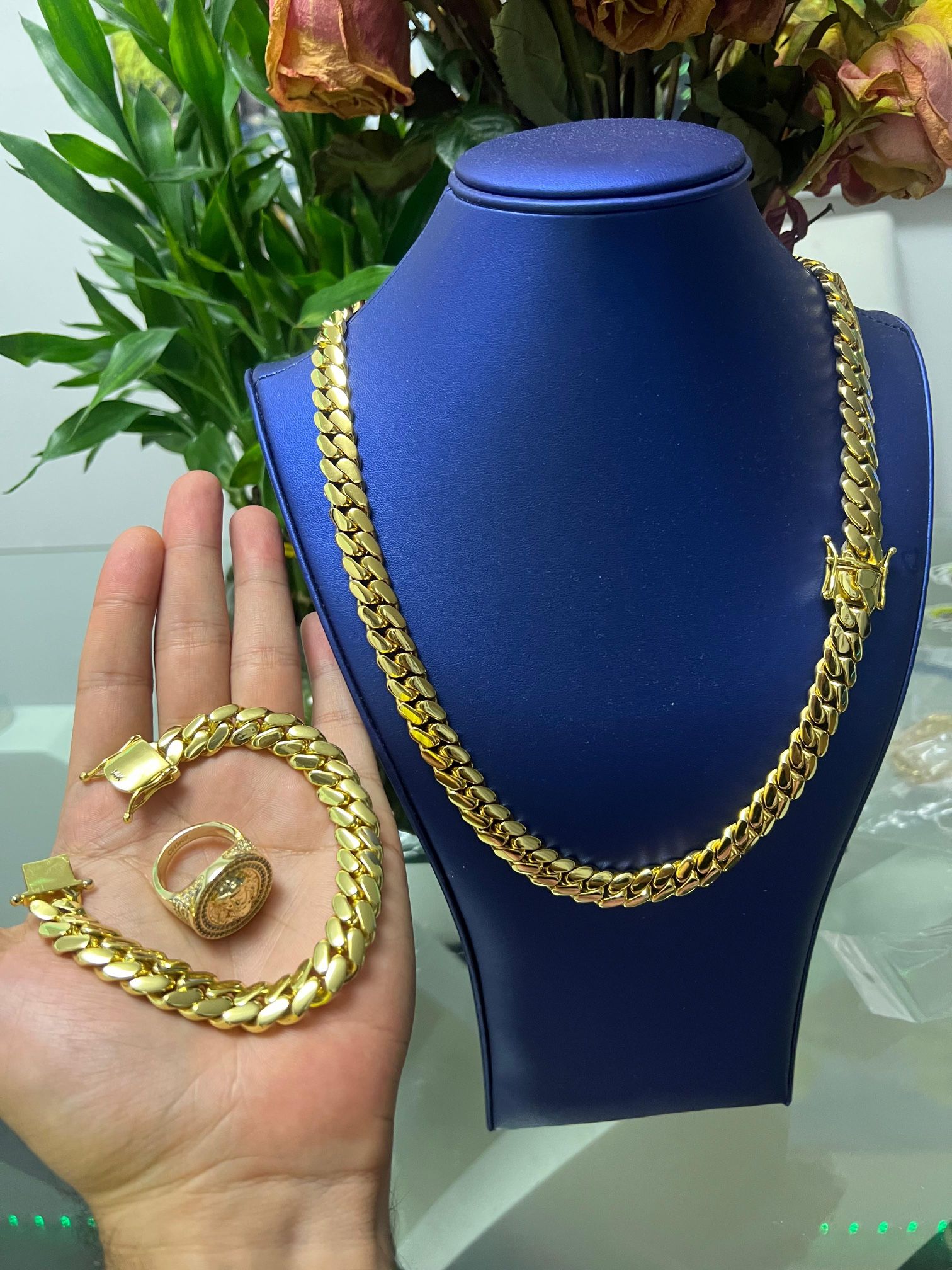chain bracelet and ring set