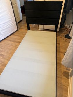 Twin size platform bed frame and box spring