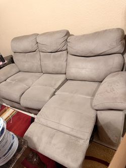 Gray Microfiber Reclining Sofa