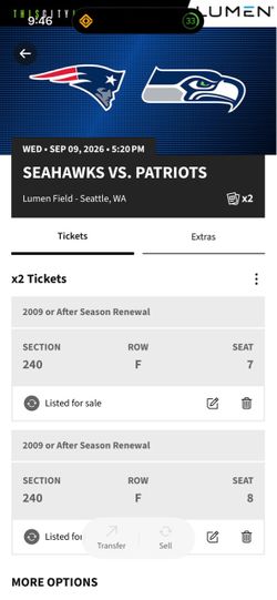 Seahawks Patriots Section 240 Row F!