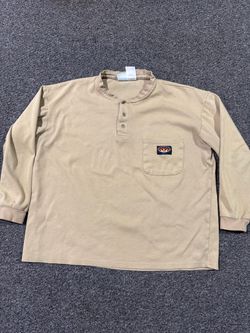 Rasco Tan Long Sleeve Henley Pocket Shirt