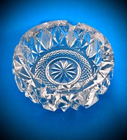 Heavy Crystal Cut Glass Ashtray