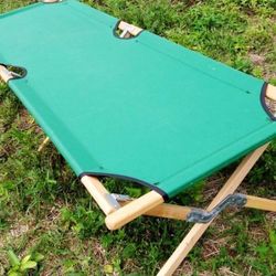 Camping cot wood bed 78"  Byer of Maine retro glamping original  bag