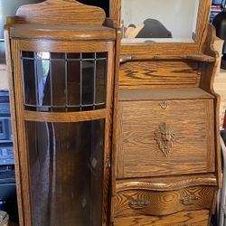 Secretary Writing Desk Cabinet Antique Victorian 