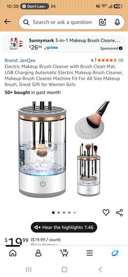Electric Makeup Brush Cleaner with Brush Clean Mat, USB Charging Automatic Electric Makeup Brush Cleaner, Makeup Brush Cleaner Machine