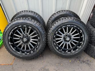 NEW 20x10 gloss black tis wheels wrapped in 275/55r20 atturo xt tires 6 lug universal