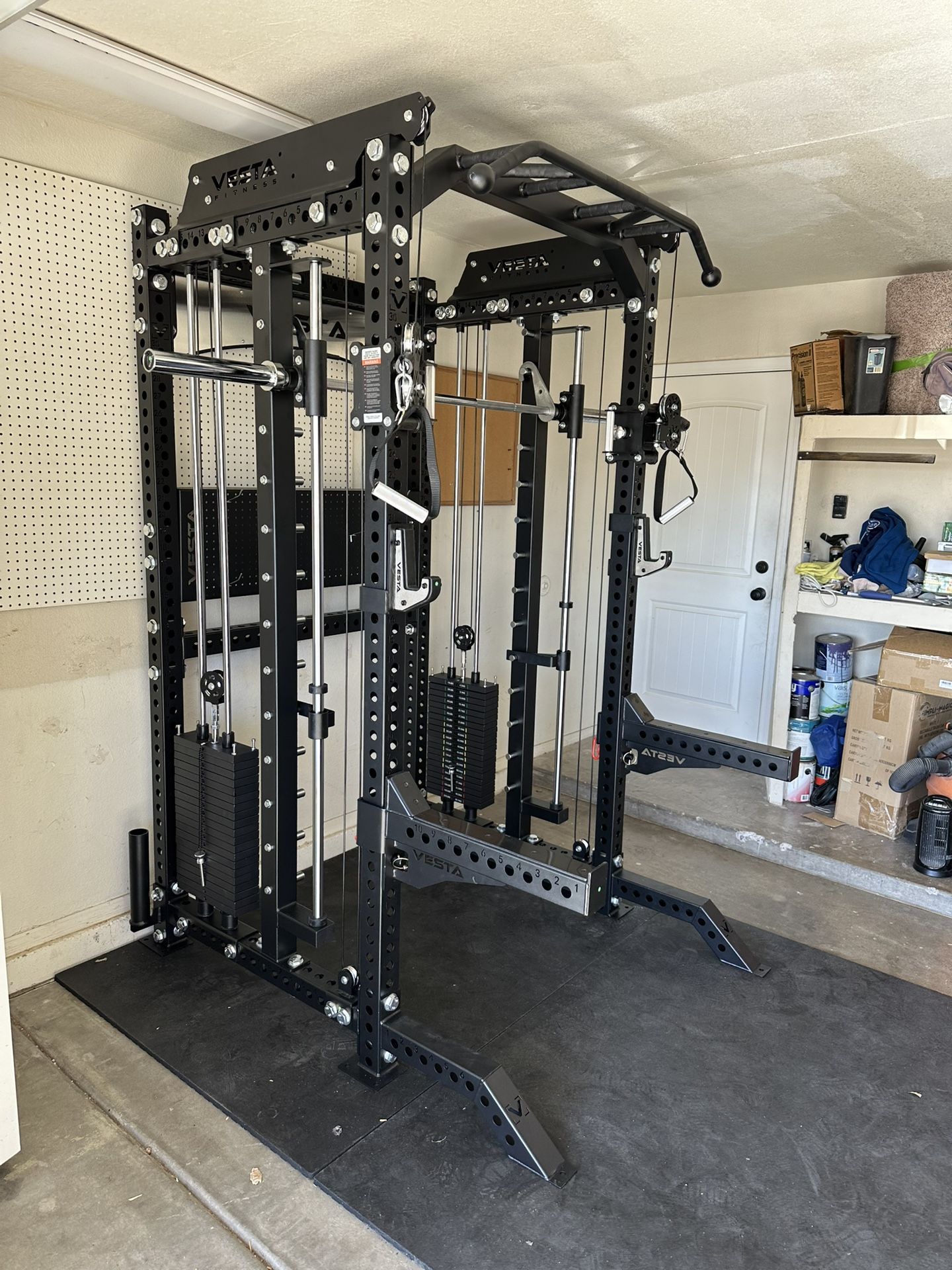 PRO SERIES Ultimate 3-1 Half Rack Functional Trainer w/Smith Machine Bar | 400lb Stack | Gym Equipment | Fitness | Commercial | Squat Rack