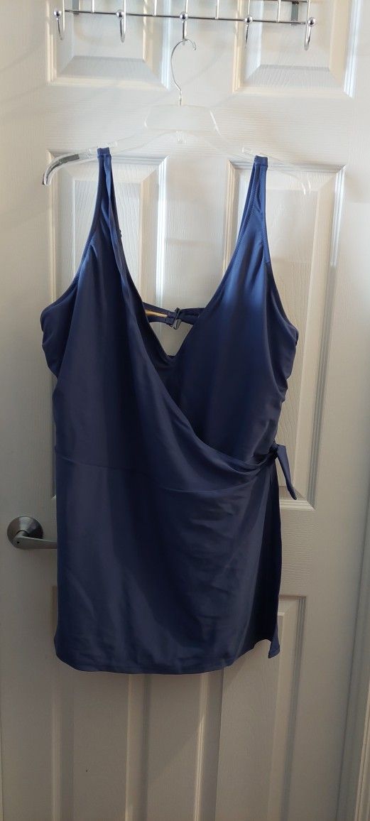 Old Navy Womens Size 3x Swimsuit Swim Dress Blue Wrap-Front Side-Tie. Used