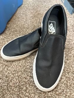 Black perforated leather Vans Classic Slip-On Shoe Womens 9 Men’s 7.5