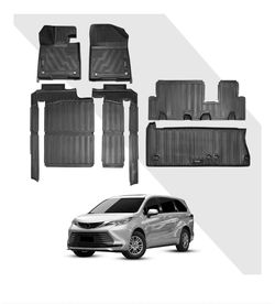 Floor Mats and Cargo Liner Compatible for Toyota Sienna 2026 2025 2024-2021 8 Seat Trunk Mat Upgrade All Weather TPE Mats for 2021-2026 Sienna Accesso