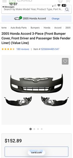 2003-2005 Honda Accord 3-Piece Front Bumper Cover