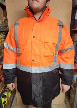Class 3 Waterproof Jacket/ Orange Safety Parka Jacket