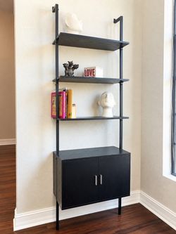 Wall-Mounted Shelving Unit with Cabinet