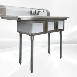 NSF Left Three Compartment Sink With Faucet C3T121610-12L