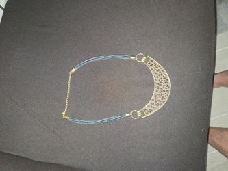 (RARE) fur Fur Punk Rock Gold Animal Leprord Cheetah Crescent Necklace 