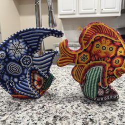 Vibrant Beaded Fish Sculptures