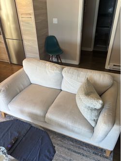 Loveseat Sofa - White/Cream Fabric