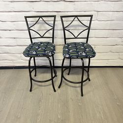 Seahawks Themed Swivel Bar Stools 2pc
