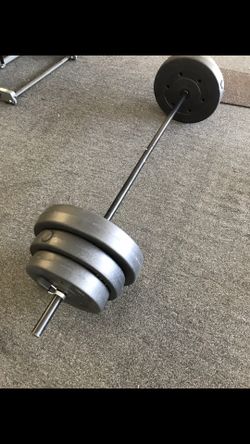 Barbell and 100lbs of weights all included Gym Equipment